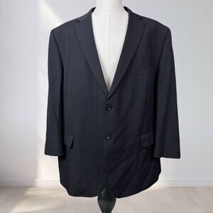 Pronto Uomo 100% Wool Blazer Men 54R Black 2 Button Double Vented Suit Jacket